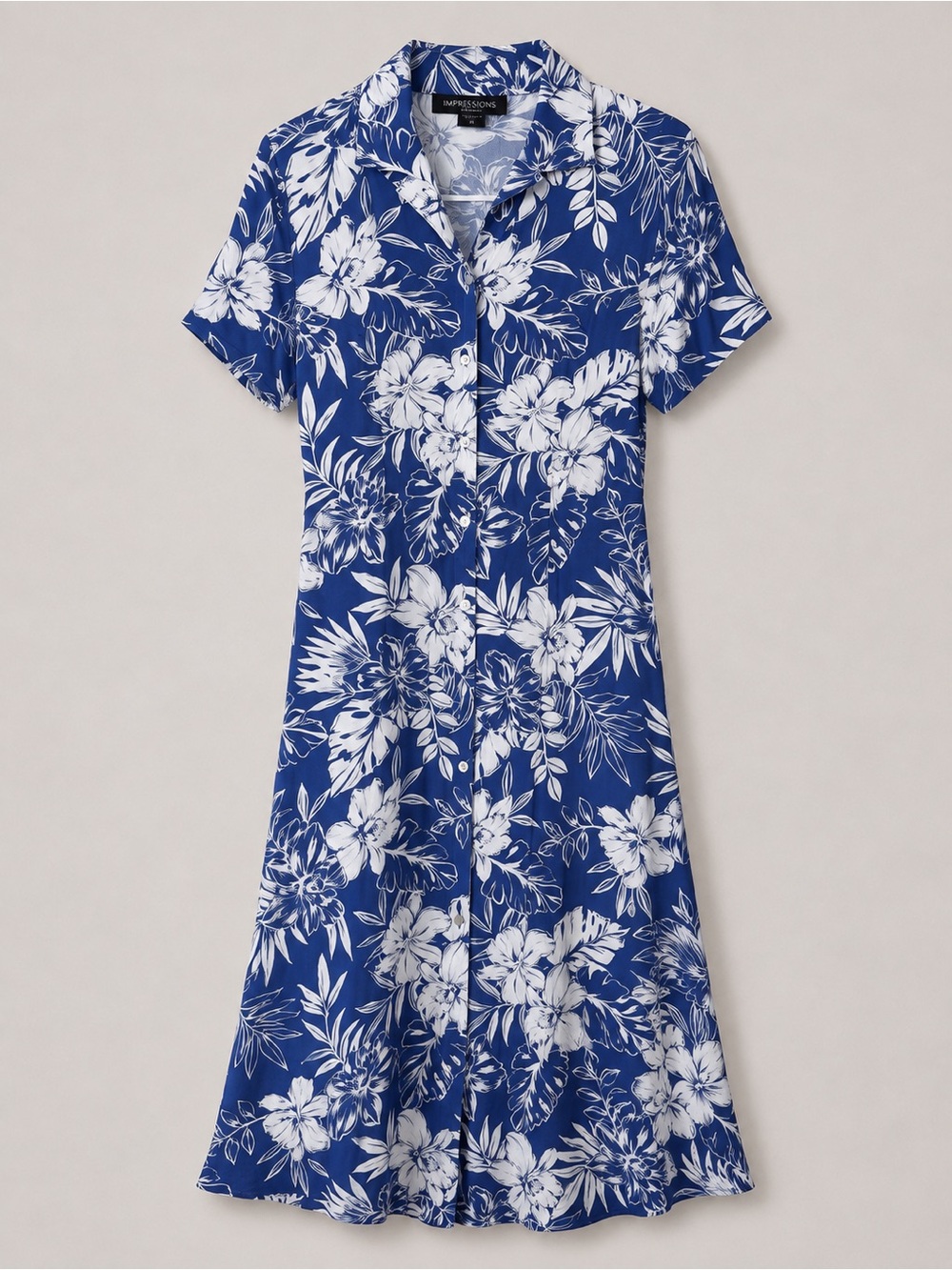 Impressions Floral Button Up Maxi Shirt Dress Small Cottage Modest Garden Party